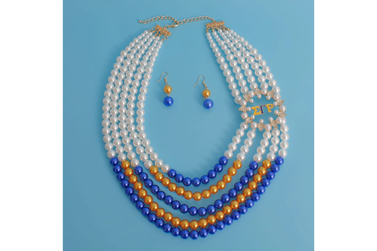 Necklace Mix Blue Gold Pearl Sigma Set for Women