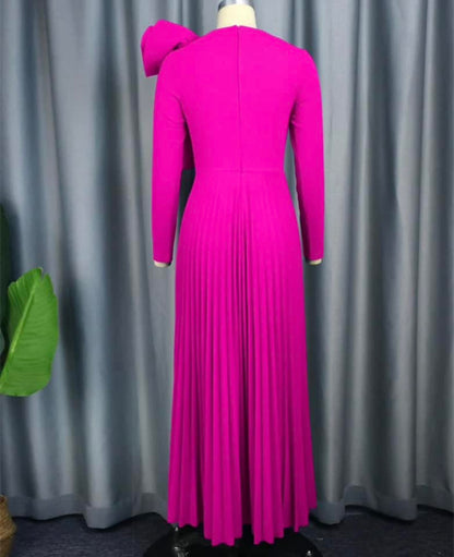 2024 High Quality  Latest Design Long Sleeve Elegant Plus Size Pleated Evening Dress Party Dresses Women Long Gown Evening Dress