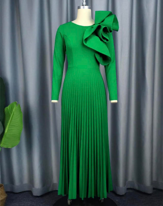 2024 Latest Design Long Sleeve Elegant Plus Size Pleated Evening Dress Party Dresses Women Long Gown Evening Dress