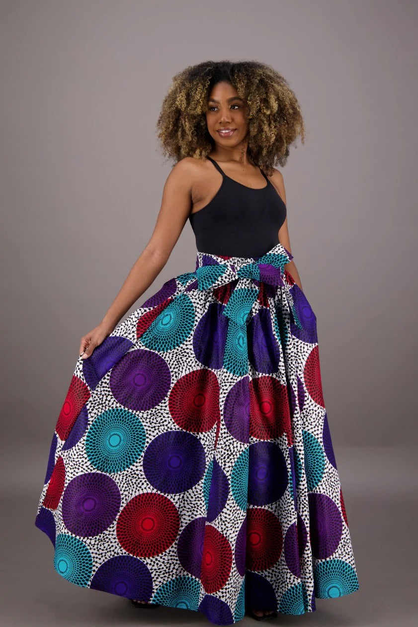 African Print Circle Multi Color Skirt