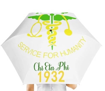 Chi Eta Phi Greek Letters Compact Umbrella: Sleek & Reliable Protection  White