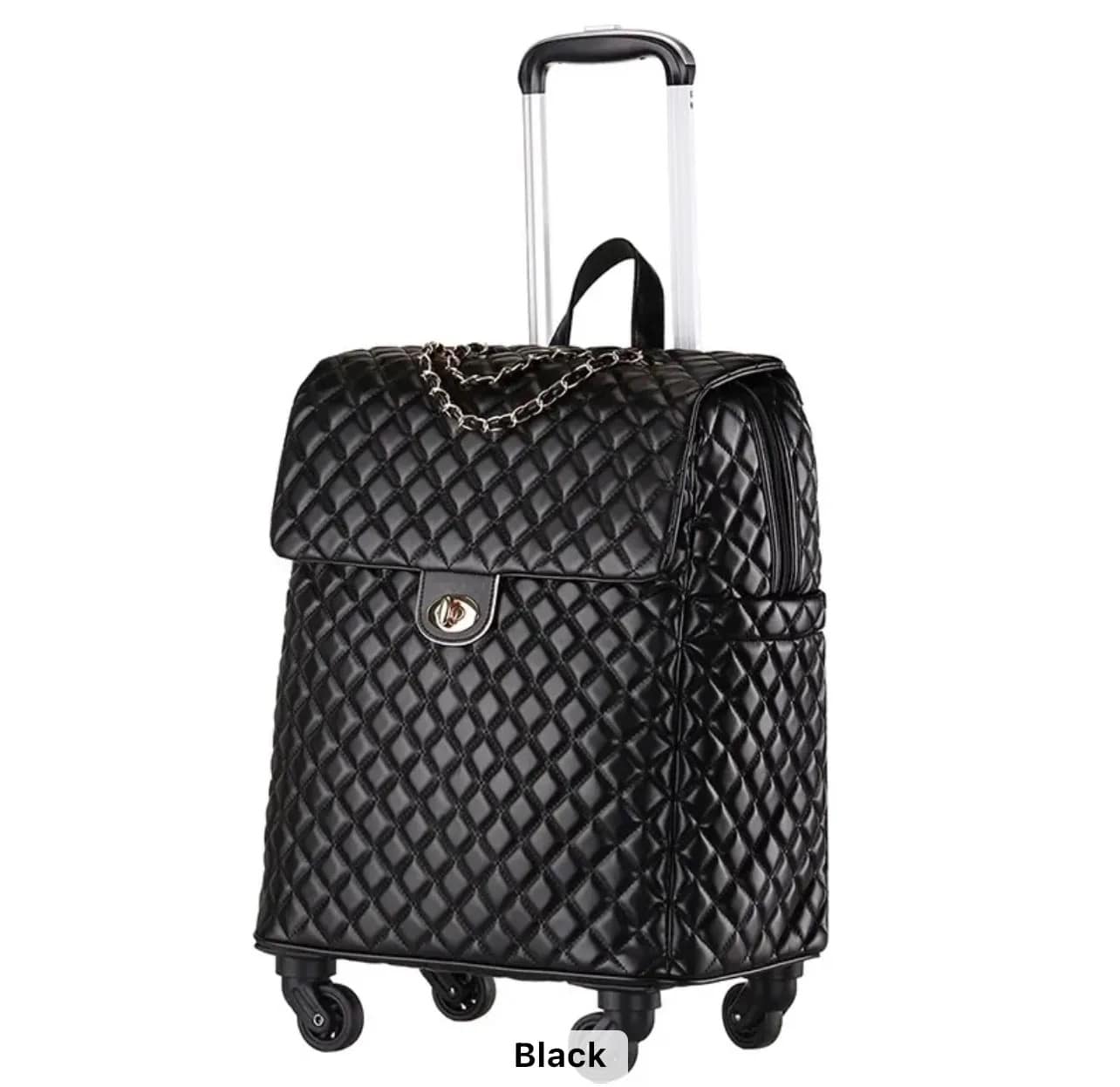 20-Inch Argyle Carry-On Spinner: Spacious, Stylish Soft Shell Trolley Bag with Zip Closure