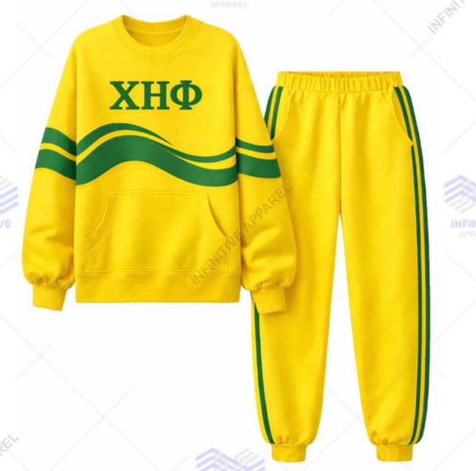 Chi Eta Phi Two Piece Comfortable Sweatsuit Jogging Suit  Yellow