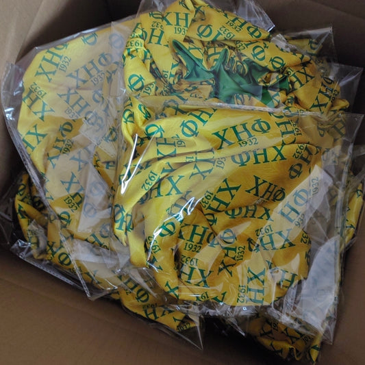 Chi Eta Phi High Quality Lined Large Signature Shower Caps Yellow-Green