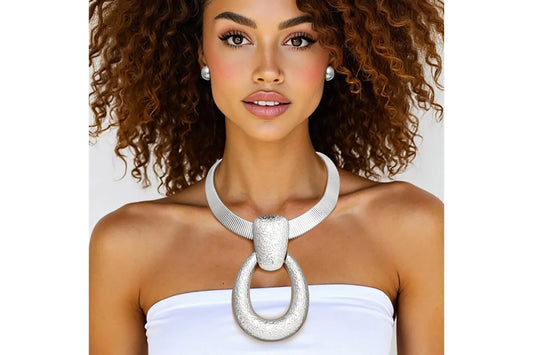 Pendant Silver Door Knocker Omega Chain Necklace