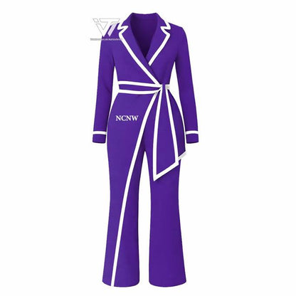 Elegant NCNW Sorority Clothing Embroidered Viral Wide-Leg Jumpsuit