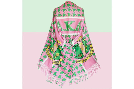 AKA Pink Green Houndstooth Fashion Shawl Scarf