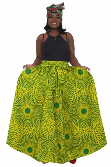 Vibrant Yellow & Green Ankara Circle Pattern Chi Eta Phi Maxi