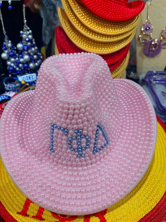 Gamma Phi Delta Pearl Fedora Hat Women