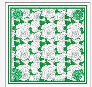NAUW Green and WhitrRose & Pearl Silk Scarf – Deluxe Edition