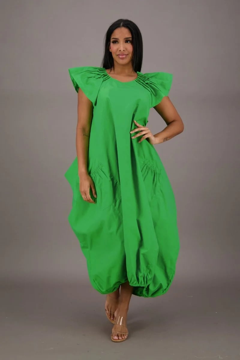 jojo green dress Our stunning Midi JoJo Dress in a bottle green supersoft rayon Libelula