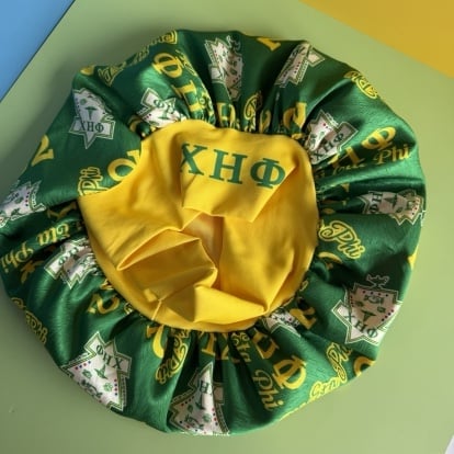 2 Layers Chi Eta Phi 1932 Decorative Greek Letters Sorority Twill Satin Bonnet With Satin Lining Chi Eta Phi