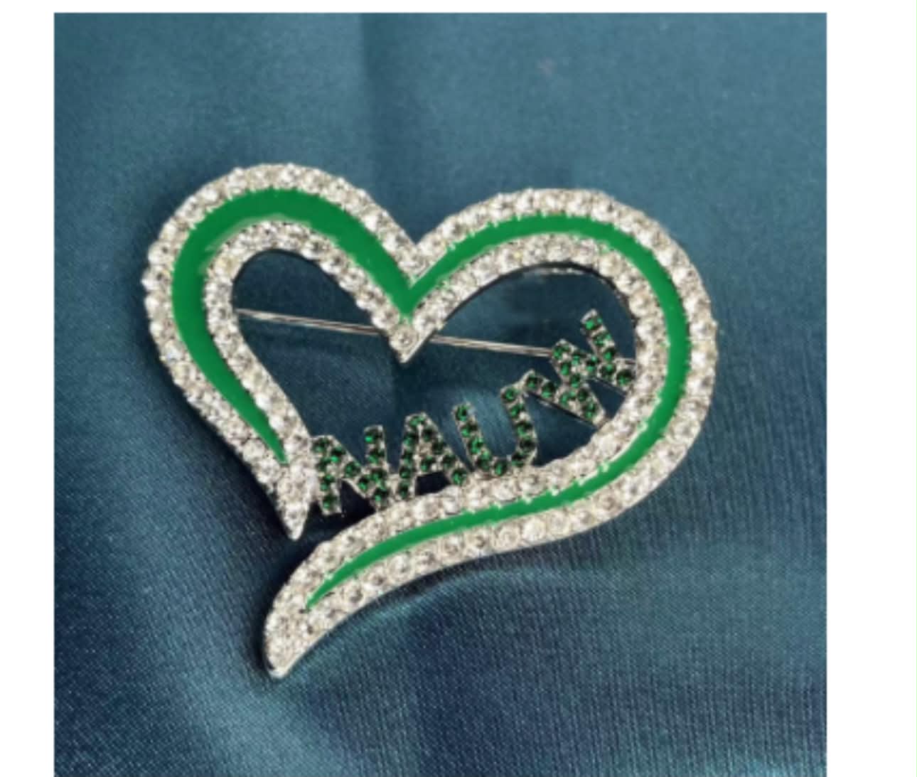 NAUW  Sorority Heart Blue Bling Brooch for Women