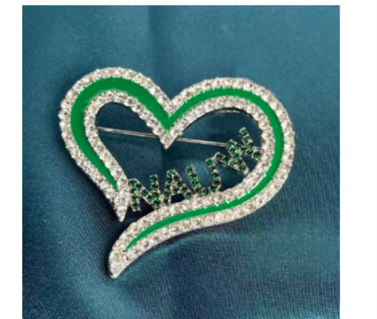 NAUW  Sorority Heart Blue Bling Brooch for Women