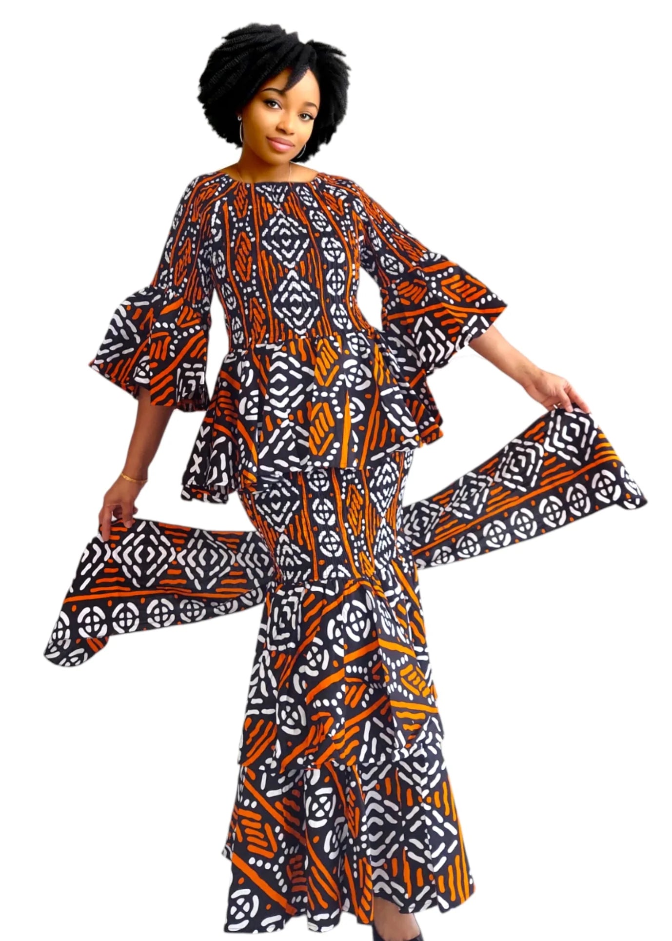 Smock Tiered Skirt & Blouse Set