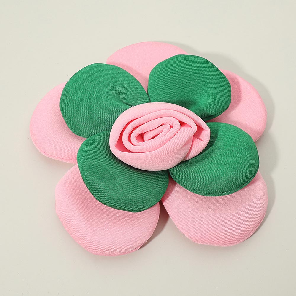 Fabric Floral Statement Pin Brooch Alligator Snap Hair