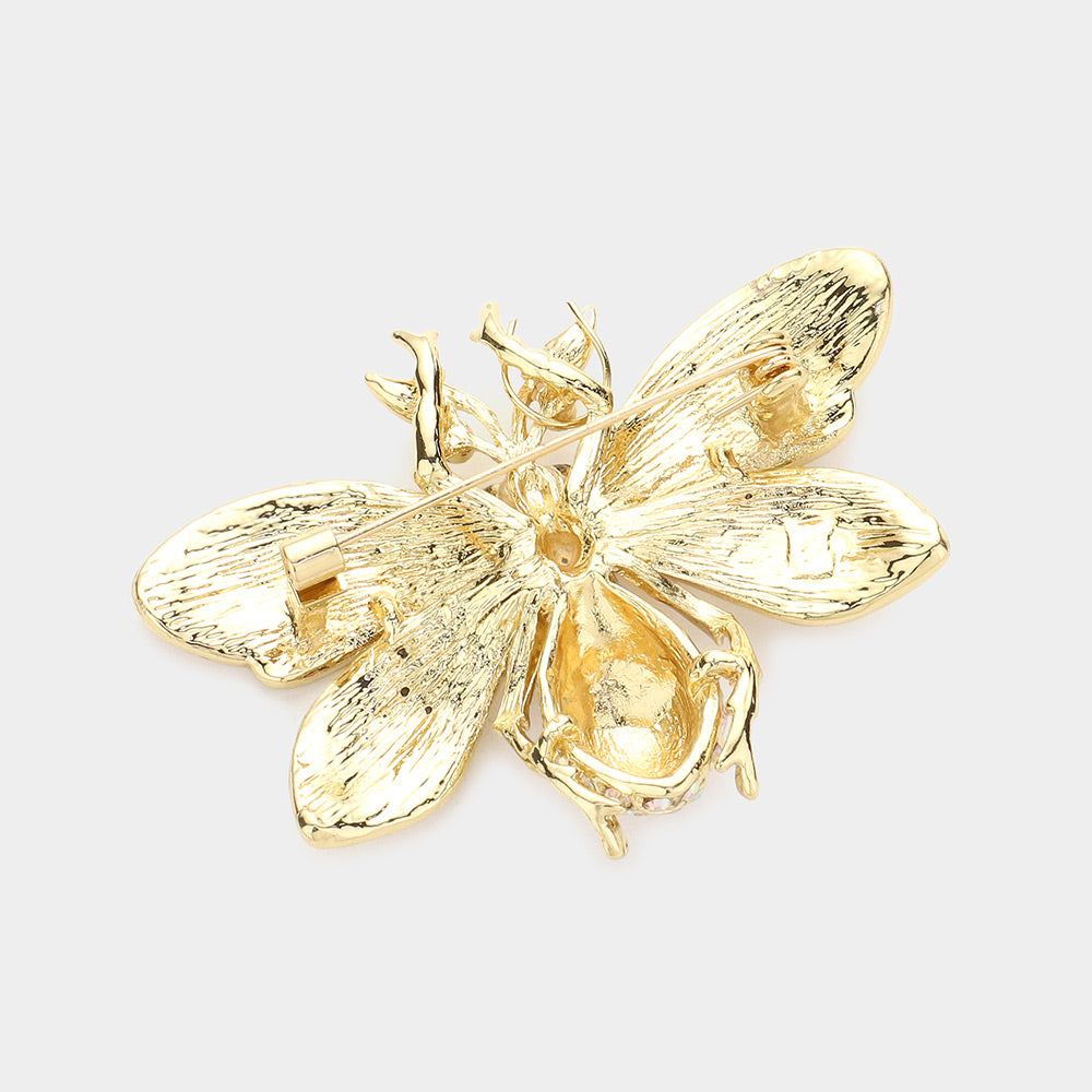 Rhinestone Embellished Honey Bee Pin Brooch