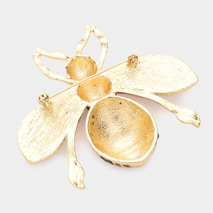 Rhinestone Embellished Honey Bee Pin Brooch