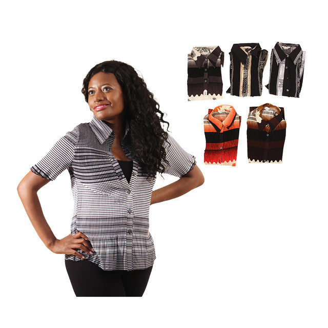 Set Of 6 ASSORTED Pleated Tops: XL