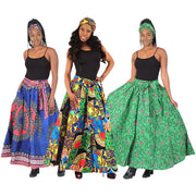 Set Of 3 African Print Long Skirts - ASSORTED