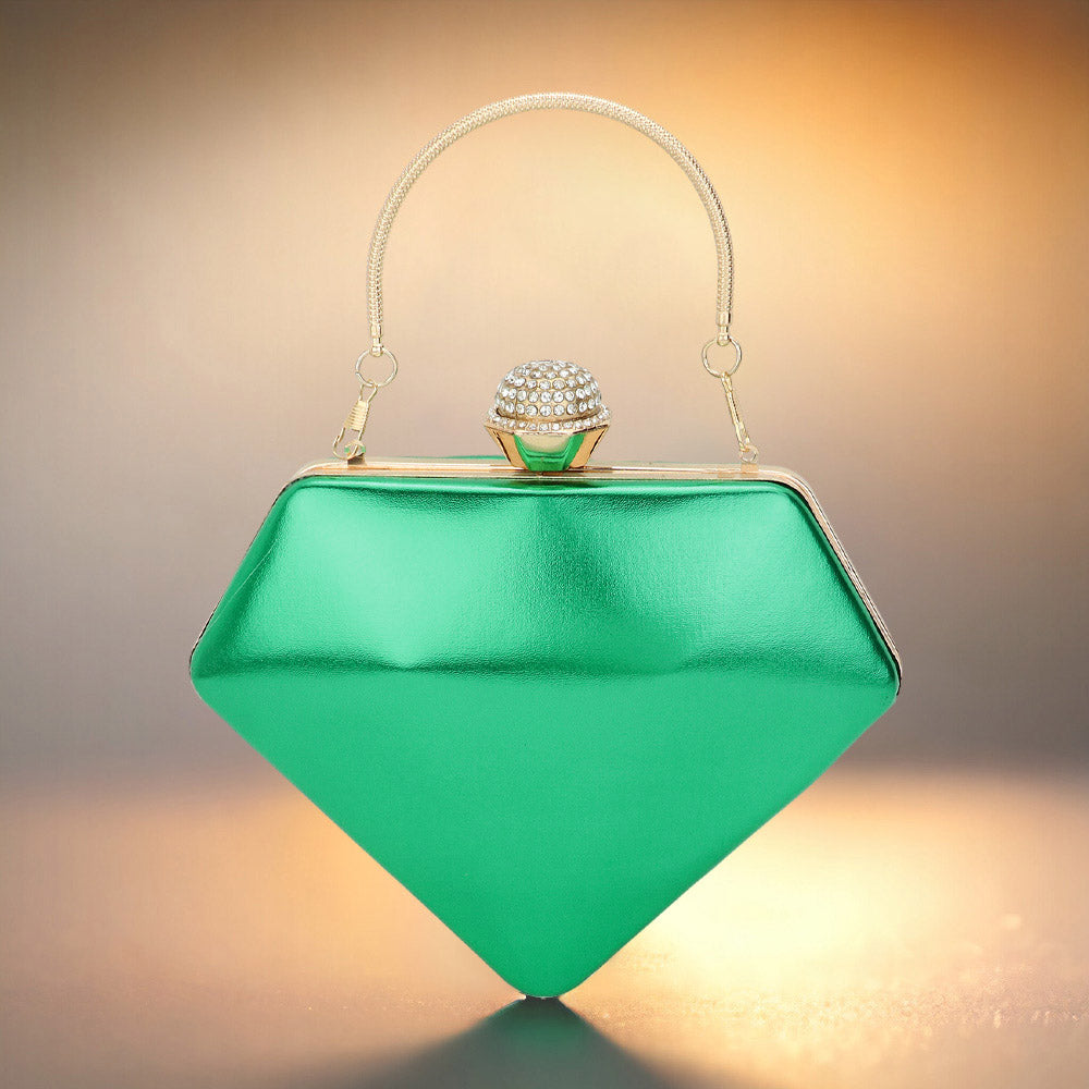 Diamond Shape Evening Clutch Bag Green