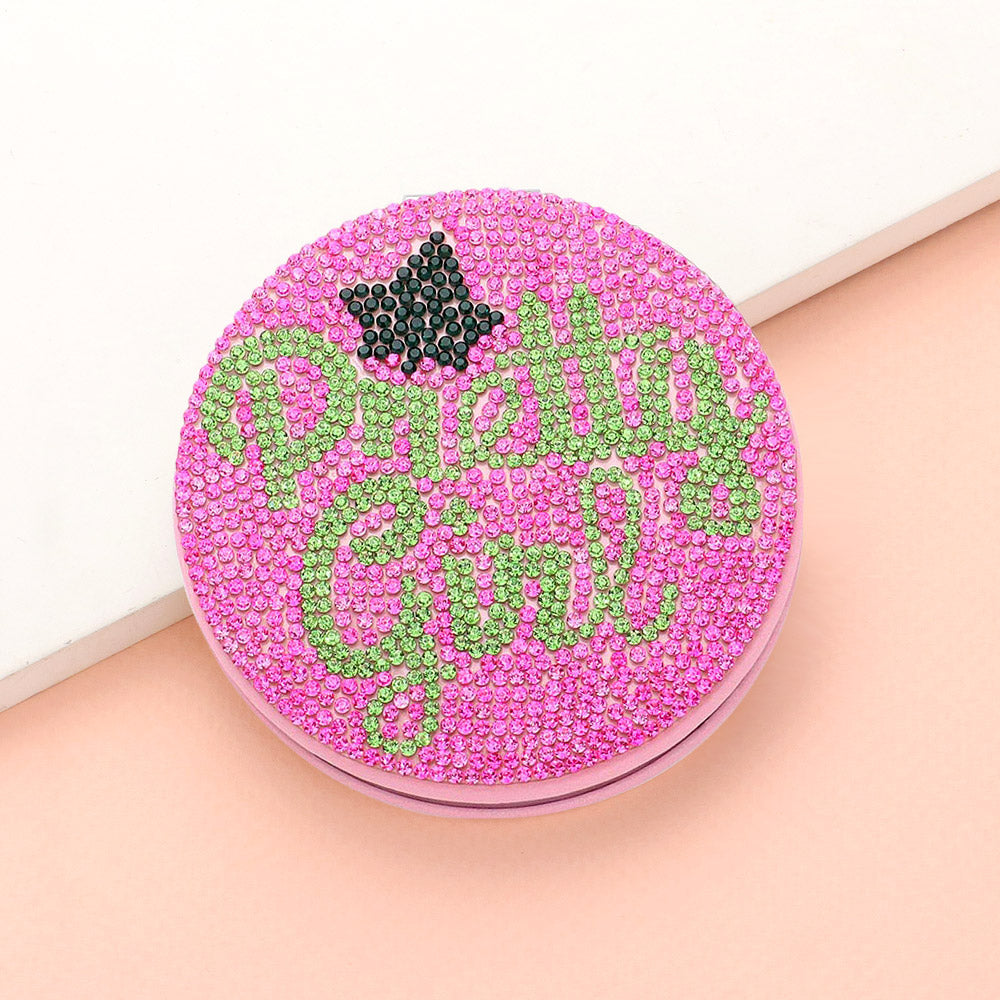 Bling Studded Pretty Girl Message Compact Mirrors