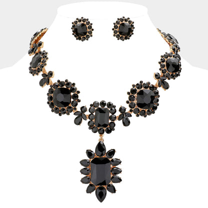 Multi Stone Link Evening Necklace Black