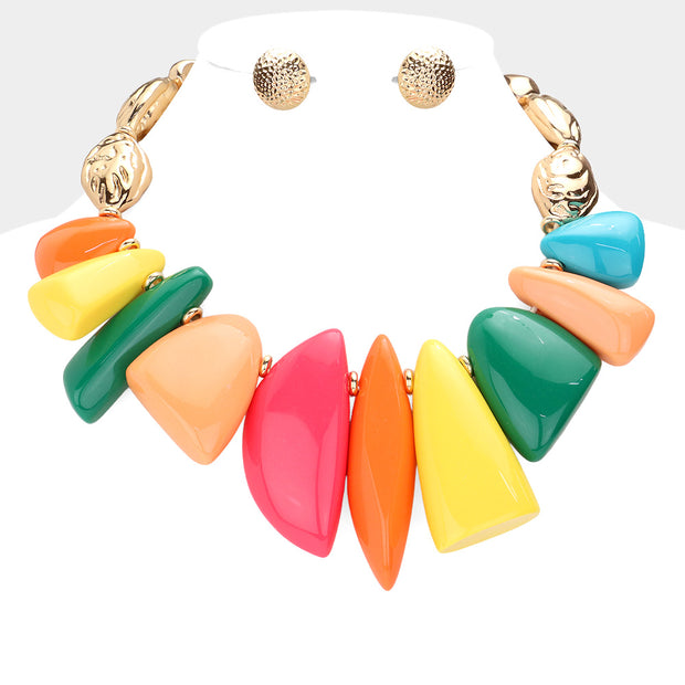 Multi Color Abstract Beaded Collar Necklace