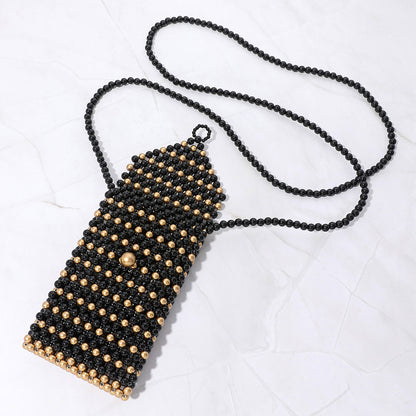 100 Black Women Pearl Beaded Phone Holder Crossbody Bag