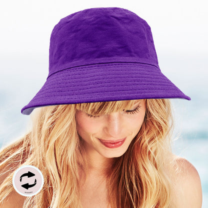 Reversible Solid Bucket Hat Purple