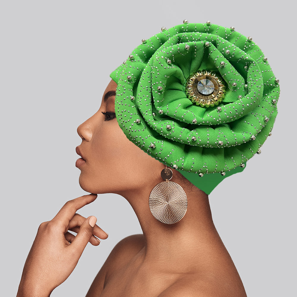 Bling Studded Accented Turban Hat