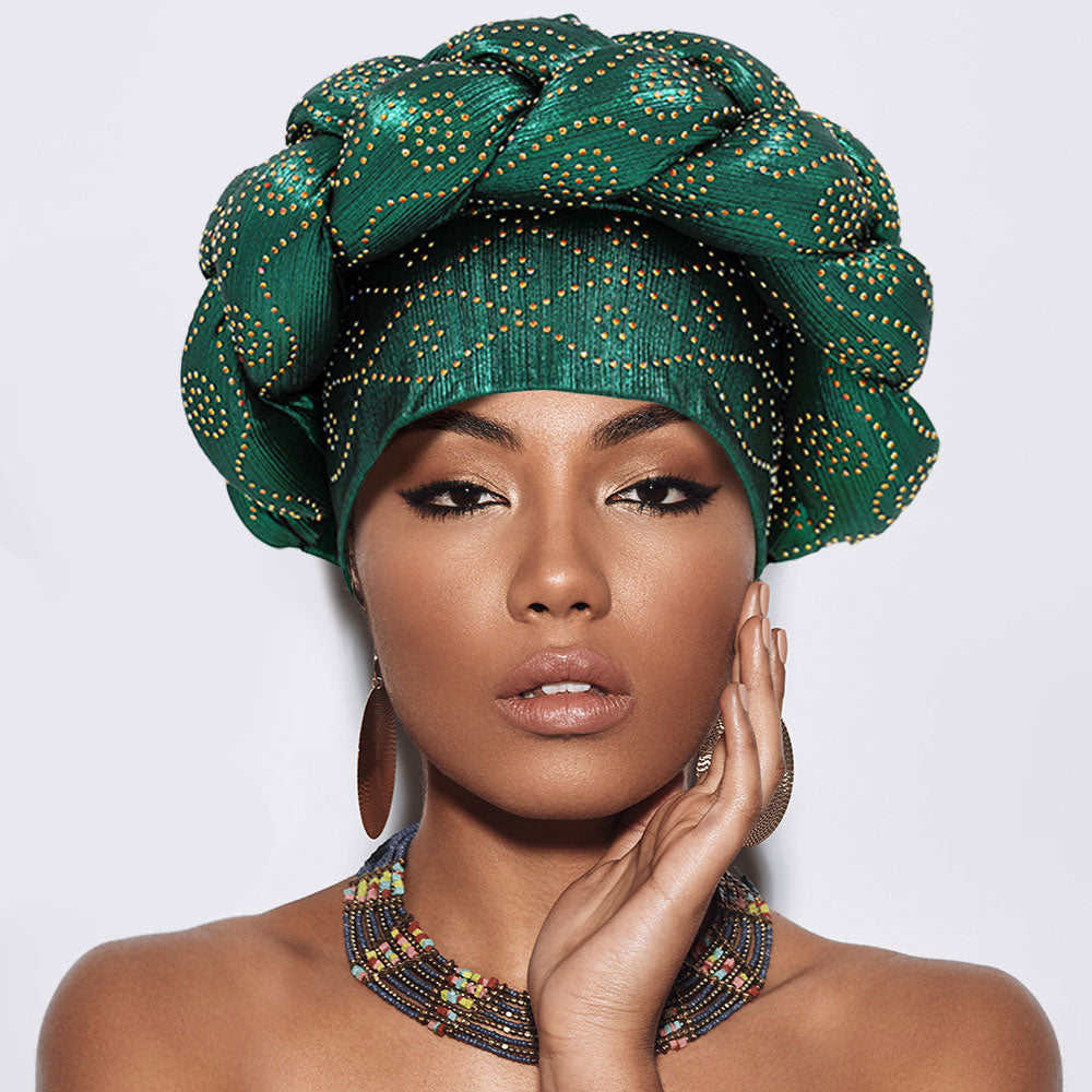 Bling Studded Braided Turban Hat