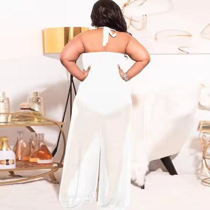 Popular Products Summer Women Plus Size Women's Clothing Loose Waist Sexy See-through Wide-leg Jumpsuit
