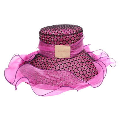Elegant Feather Floral Accent Fascinator Headband Hair Clip Dressy Hat Fuchsia