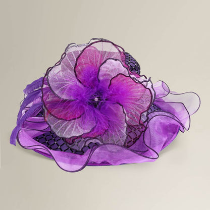 Elegant Feather Floral Accent Fascinator Headband Hair Clip Dressy Hat Lavender