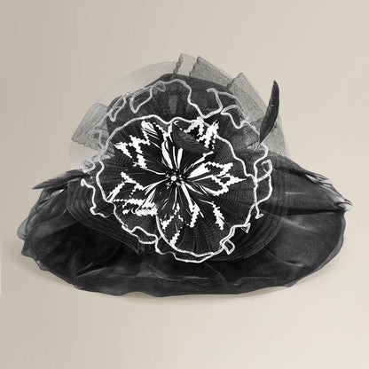 Bold Floral Accent Fascinator Headband Hair Clip Statement Dressy Hat Black