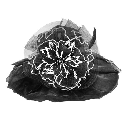 Bold Floral Accent Fascinator Headband Hair Clip Statement Dressy Hat Black