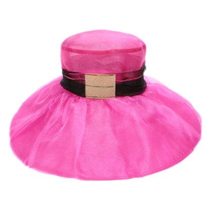 Bold Floral Accent Fascinator Headband Hair Clip Statement Dressy Hat Fuchsia