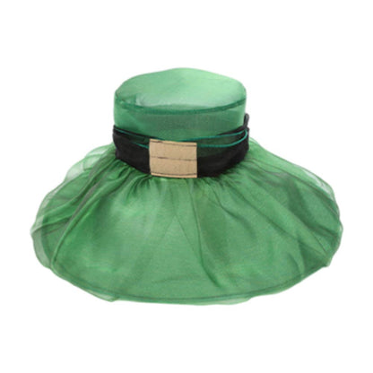 Bold Floral Accent Fascinator Headband Hair Clip Statement Dressy Hat Green