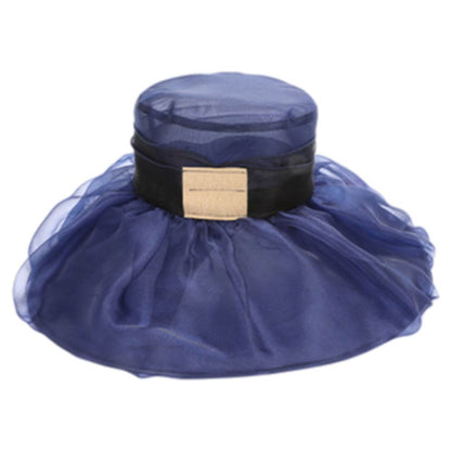 Bold Floral Accent Fascinator Headband Hair Clip Statement Dressy Hat Navy