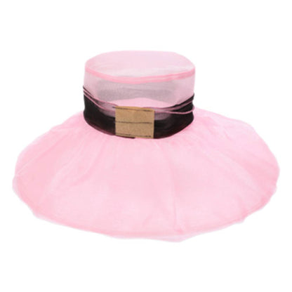 Bold Floral Accent Fascinator Headband Hair Clip Statement Dressy Hat Pink