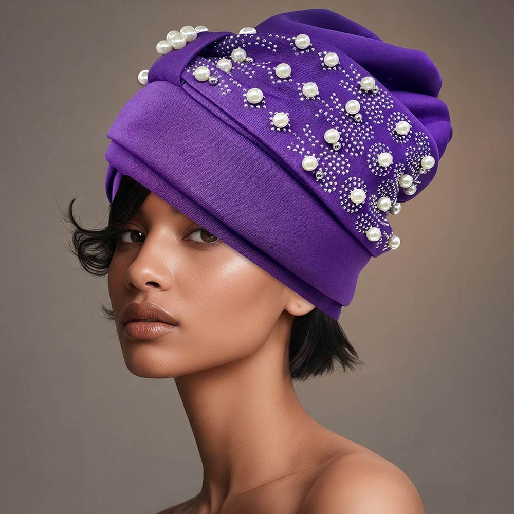 NCNW Pearl Embellished Statement Turban Hair Wrap