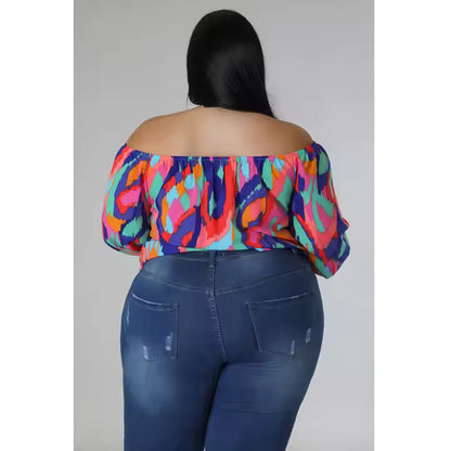 Trending Products New Arrivals Hot Sale Summer Casual Loose Strapless Fat Lady Print Top