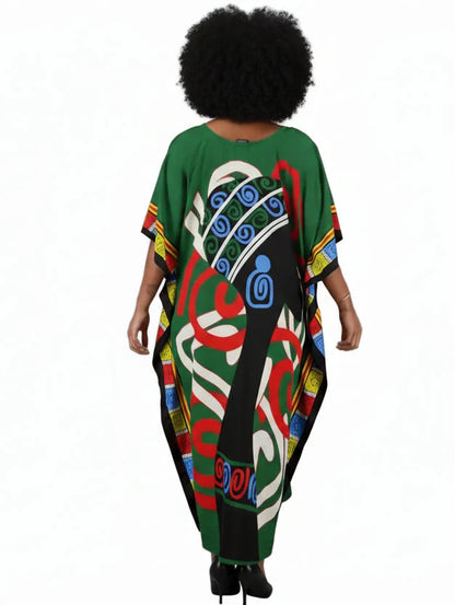 Kaftan Dress /Ethnic Print Green -
