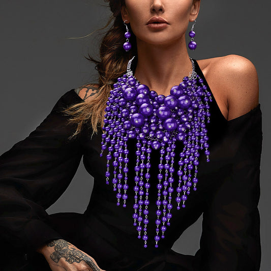 NCNW Pearl Cluster Statement Necklace