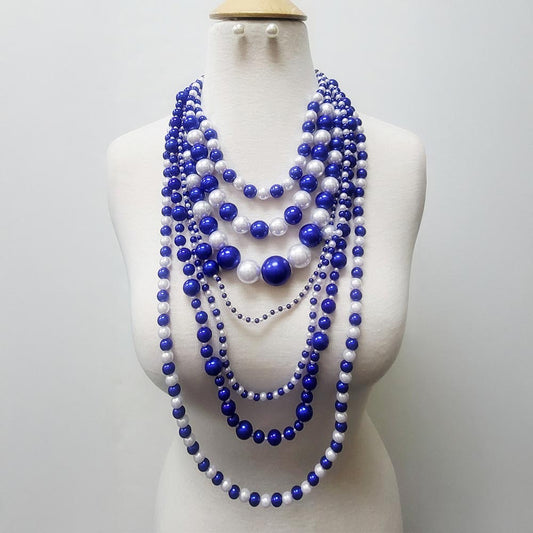 Chunky Pearl Beaded Multi Layered Statement Necklace
