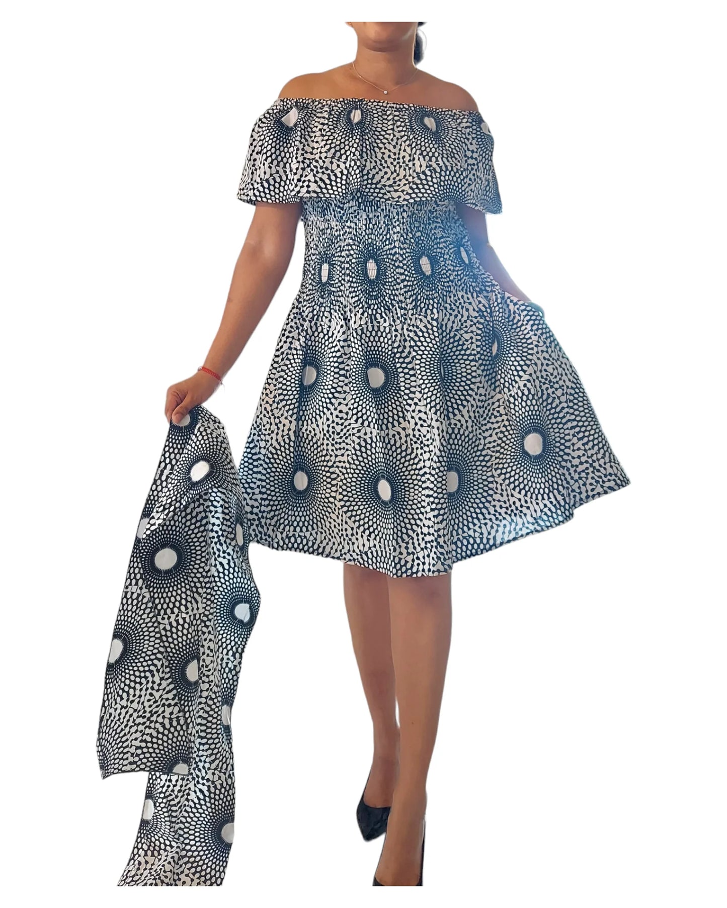 3014M- Middi Dress -White/Black