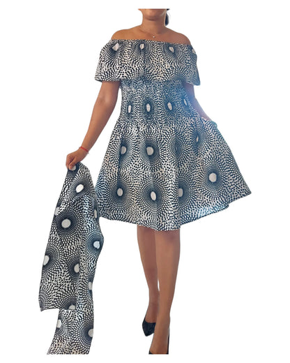 3014M- Middi Dress -White/Black