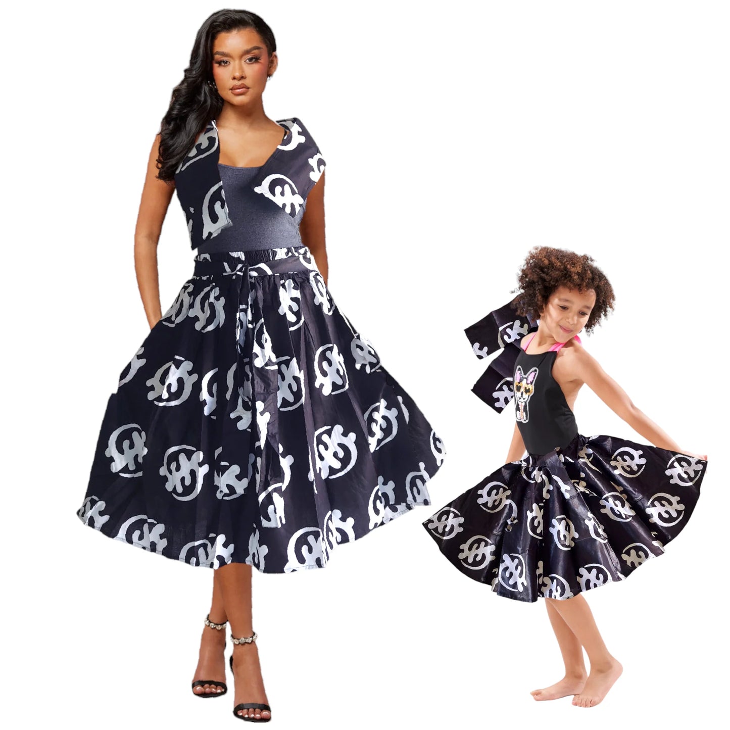 Mommy & Me Mid Length Flared Skirt - Gynamee Print