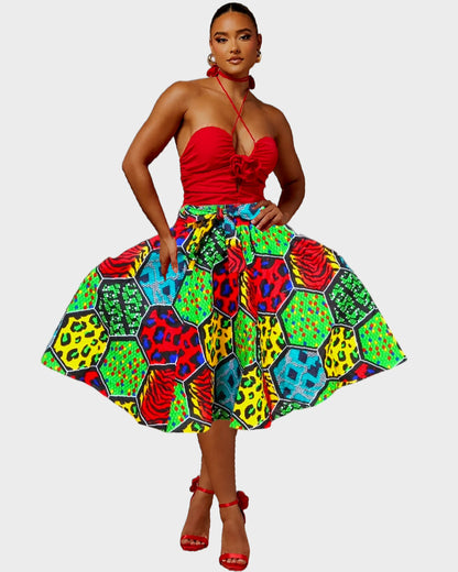 Woman Mid Length Flared Skirt